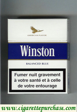 Winston with eagle from above on the top American Flavor Balanced Blue 25s cigarettes hard box